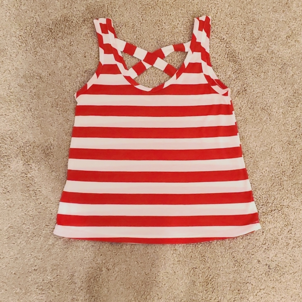 Retro Doll Striped Tank Top with a Criss Crossed Back